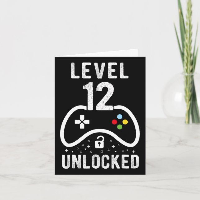Level 12 Unlocked Video Game 12th Birthday Gift  Card (Front)