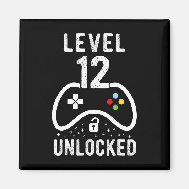Level 12 Unlocked Video Game 12th Birthday Gift  Magnet (Front)