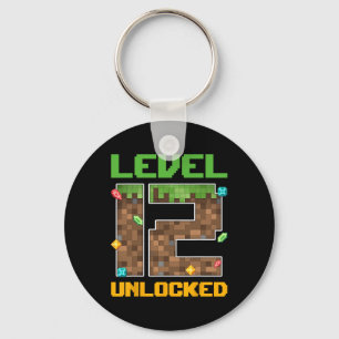Level 12 Unlocked Video Game Number Pixel 12 Years Key Ring