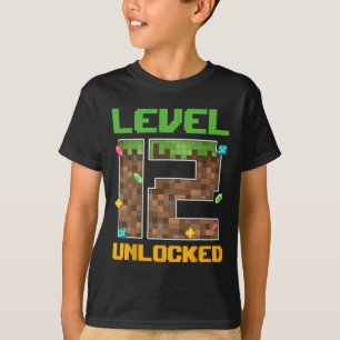 Level 12 Unlocked Video Game Number Pixel 12 Years T-Shirt
