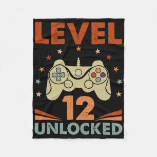 Level 12 Unlocked Video Gamer 12th Birthday 12 Yea Fleece Blanket