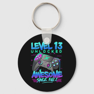 Level 13 Unlocked 13 Years Old Boy Birthday 13th B Key Ring
