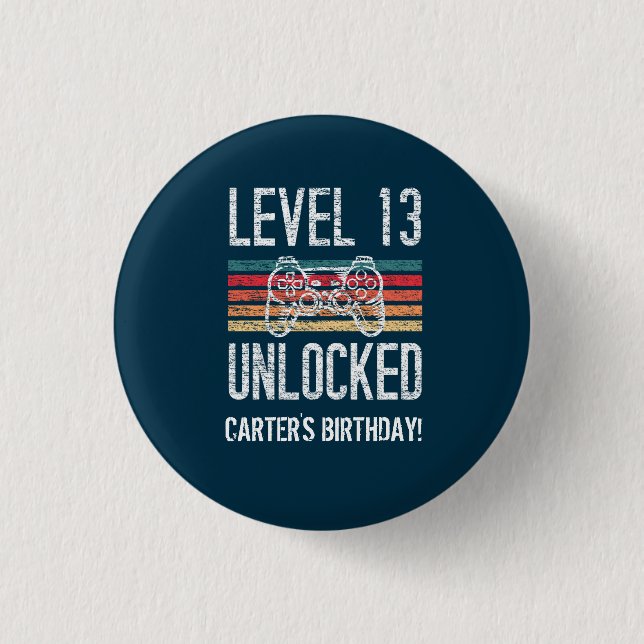Level 13 Unlocked 13th Birthday Personalised 3 Cm Round Badge (Front)