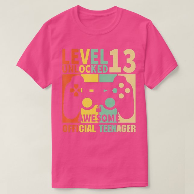 Level 13 Unlocked  13th Video  Birthday Gift  (72) T-Shirt (Design Front)