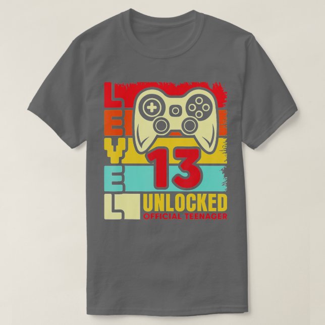Level 13 Unlocked  13th Video  Birthday Gift  (76) T-Shirt (Design Front)