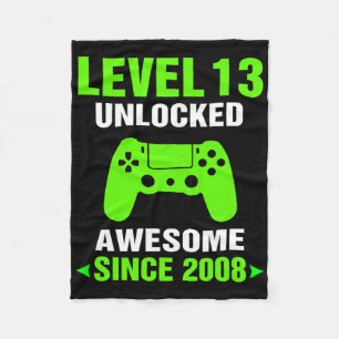 Level 13 Unlocked Awesome 2008 Video Game 13th Bir Fleece Blanket
