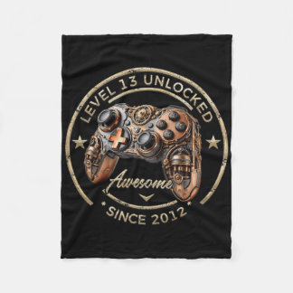 Level 13 Unlocked Awesome Since 2012 13th Birthday Fleece Blanket