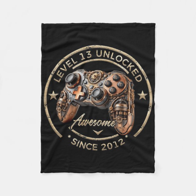 Level 13 Unlocked Awesome Since 2012 13th Birthday Fleece Blanket (Front)