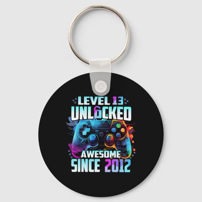 Level 13 Unlocked Awesome Since 2012 13th Birthday Key Ring (Front)