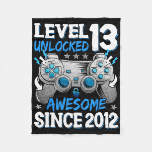 Level 13 Unlocked Awesome Since 2012 Birthday Gami Fleece Blanket