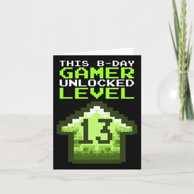 Level 13 Unlocked Birthday Video Game 13th Birthda Card (Front)