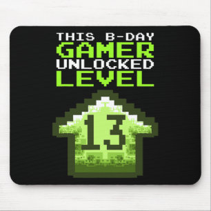 Level 13 Unlocked Birthday Video Game 13th Birthda Mouse Pad