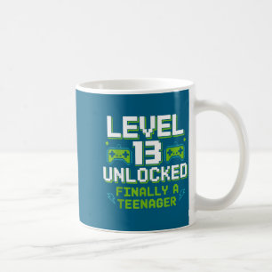 Level 13 unlocked finally a teenager 13th birthday coffee mug