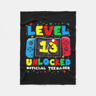 Level 13 Unlocked Gamer 13th Birthday Gift Video G Fleece Blanket