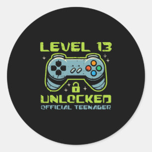 Level 13 Unlocked Official Teenager 13th Birthday  Classic Round Sticker