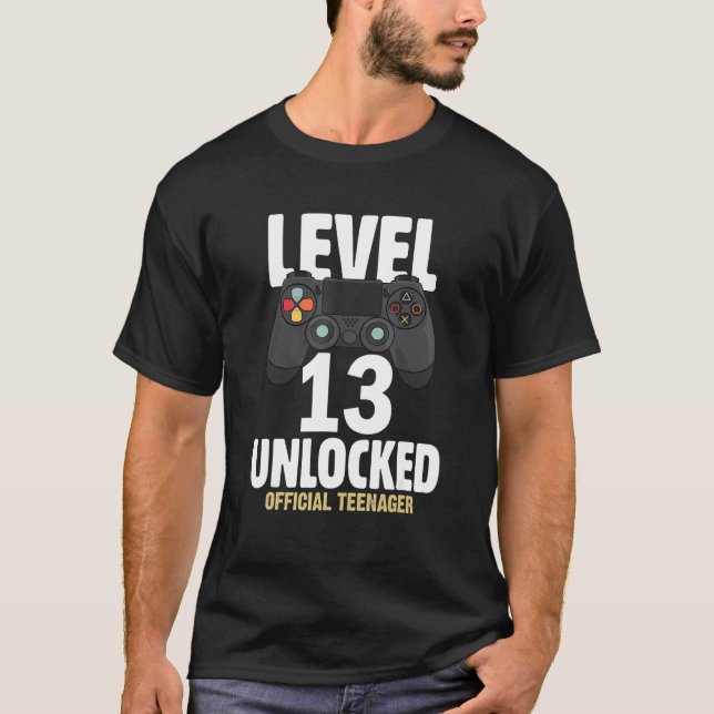 Level 13 Unlocked Official Teenager 13th Birthday  T-Shirt (Front)