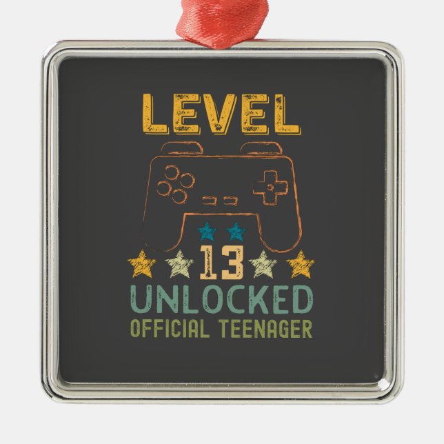 Level 13 unlocked official teenager funny gamers metal tree decoration (Front)