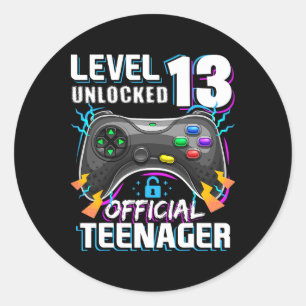 Level 13 Unlocked Official Teenager Video Game 13t Classic Round Sticker