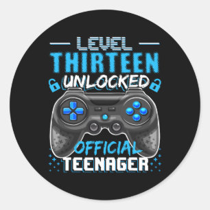 Level 13 Unlocked Official Teenager Video Game 13t Classic Round Sticker