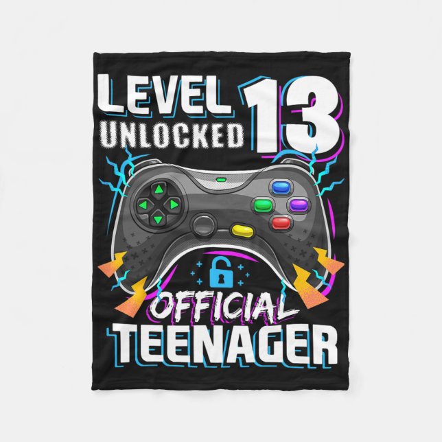 Level 13 Unlocked Official Teenager Video Game 13t Fleece Blanket (Front)
