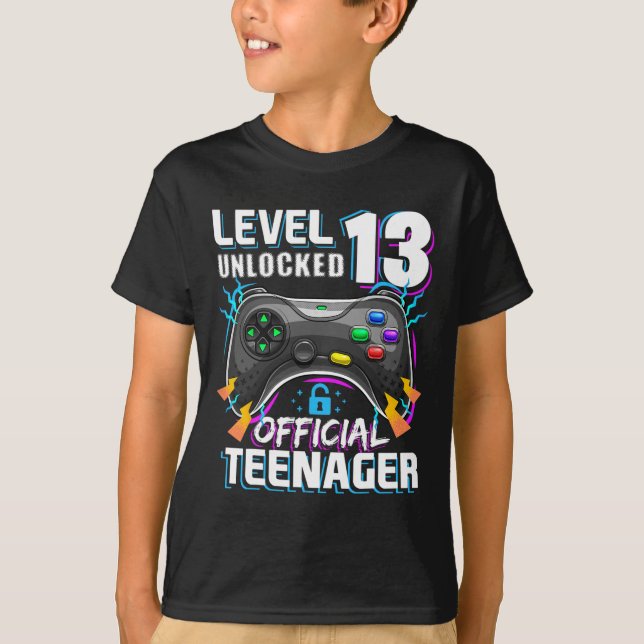 Level 13 Unlocked Official Teenager Video Game 13t T-Shirt (Front)