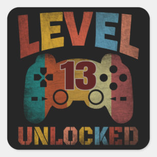 LEVEL 13 UNLOCKED SQUARE STICKER