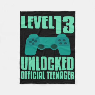 Level 13 Unlocked Teenager Gamer Birthday Fun  Fleece Blanket