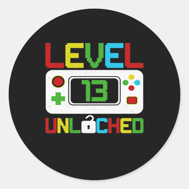Level 13 Unlocked Video Game 10th Birthday Gift Classic Round Sticker (Front)