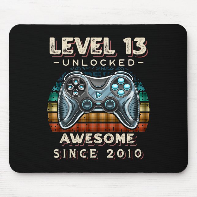 Level 13 Unlocked Video Game 13th Birthday 13 Yr O Mouse Pad (Front)