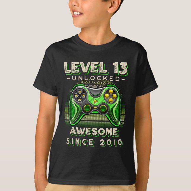 Level 13 Unlocked Video Game 13th Birthday 13 Yr O T-Shirt (Front)