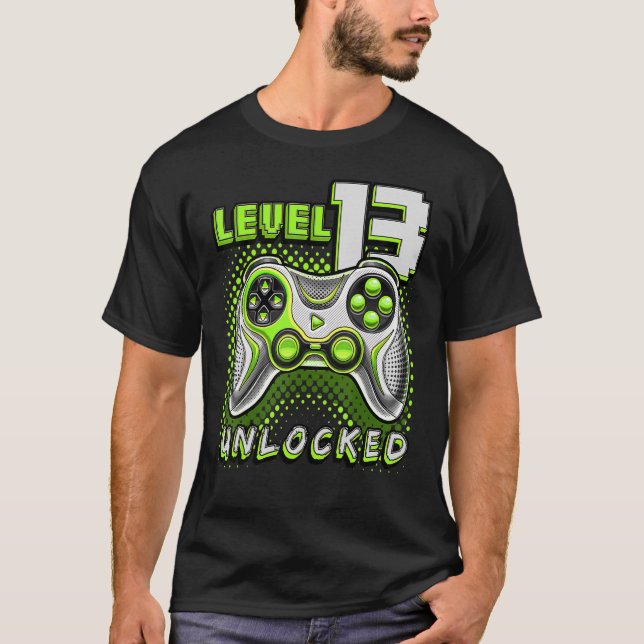 Level 13 Unlocked Video Game 13th Birthday Gamer B T-Shirt (Front)