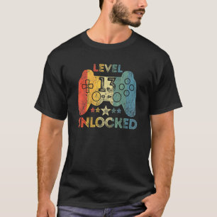 Level 13 Unlocked Video Gamer 13 Years Old 13th Bi T-Shirt
