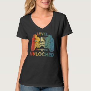 Level 13 Unlocked Video Gamer 13 Years Old 13th Bi T-Shirt