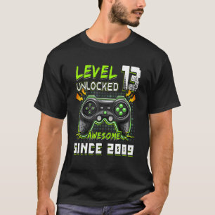 Level 13 Unlocked Video Gamer 13 Yrs Old  13 Birth T-Shirt