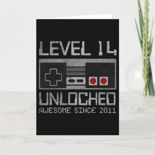 Level 14 Unlocked 14th Birthday 14 Year Old Video  Card