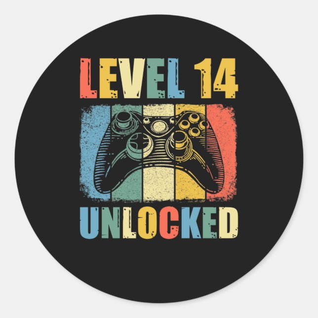 Level 14 unlocked classic round sticker (Front)