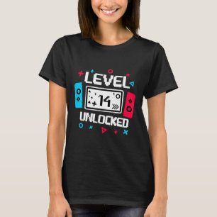 Level 14 Unlocked Gamer 14th Birthday Gift Video G T-Shirt