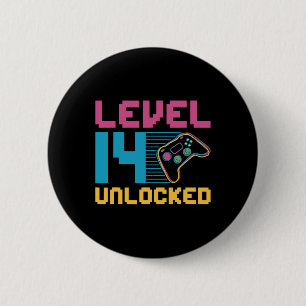 Level 14 Unlocked Gaming Birthday  6 Cm Round Badge