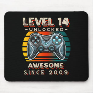 Level 14 Unlocked Video Game 14th Birthday 14 Yr O Mouse Pad