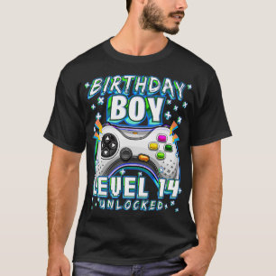 Level 14 Unlocked Video Game 14th Birthday Gamer B T-Shirt