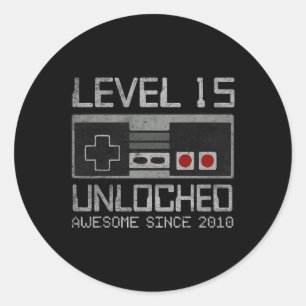 Level 15 Unlocked 15th Birthday 15 Year Old Video  Classic Round Sticker