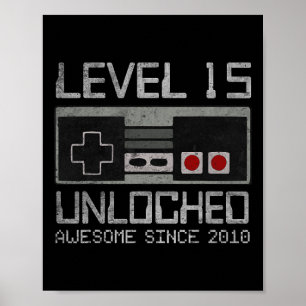 Level 15 Unlocked 15th Birthday 15 Year Old Video  Poster