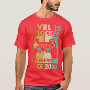 Level 15 Unlocked Awesome 2008 Video Game 15th Bir T-Shirt