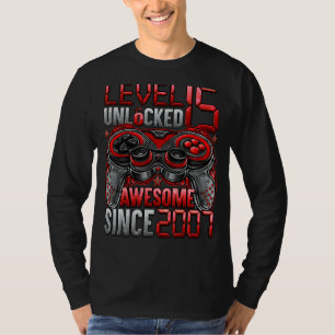 Level 15 Unlocked Awesome Since 2007 15th Birthday T-Shirt
