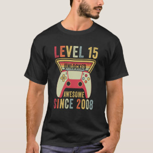 Level 15 Unlocked Gamer 15 Years Old 15th Birthday T-Shirt