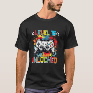 Level 15 Unlocked Video Game 15th Birthday Gifts B T-Shirt