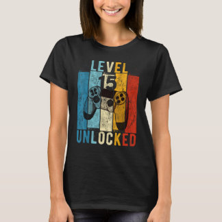 Level 15 Unlocked Video Gamer 15 Year Old 15th Bir T-Shirt