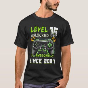 Level 15 Unlocked Video Gamer 15 Yrs Old 15 Birth T-Shirt