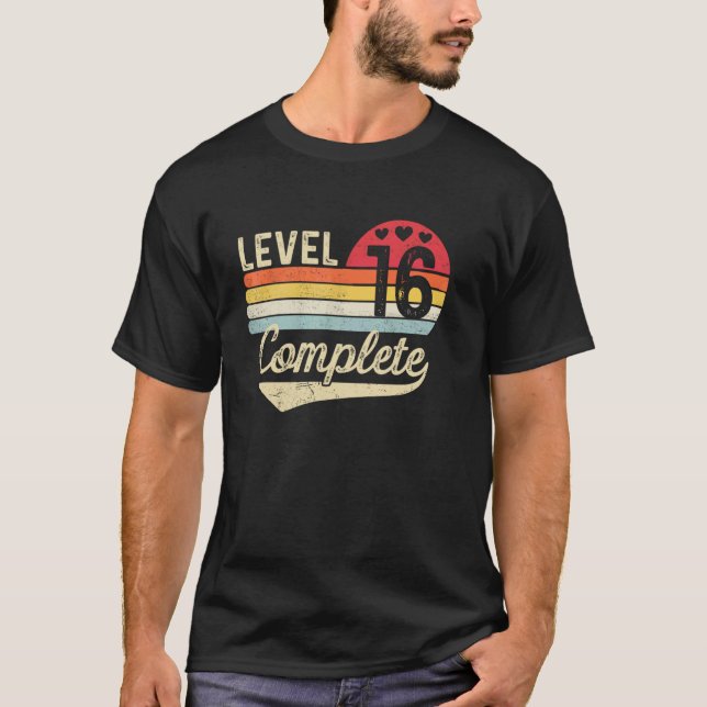Level 16 Complete 16th Wedding Anniversary 16 Year T-Shirt (Front)