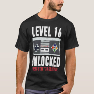 Level 16 Unlocked 16 Year Old Gamer 16th Birthday T-Shirt